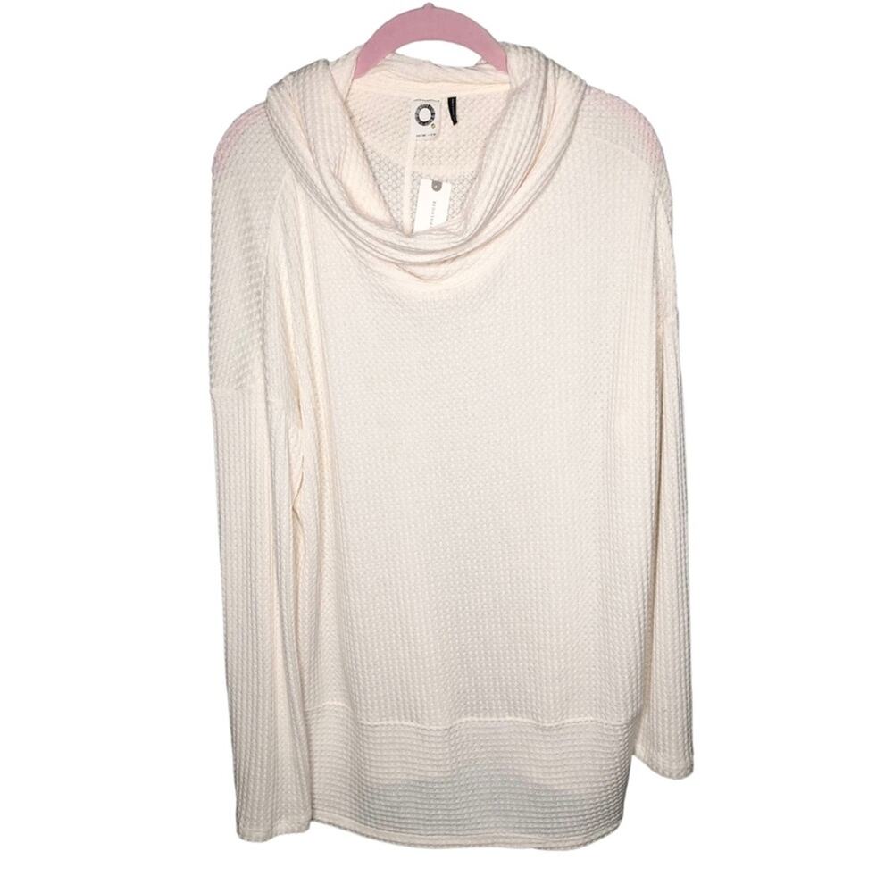 Anthropologie Akemi + Kin Cowl Neck Waffle Knit Long Sleeve Thermal Top Medium